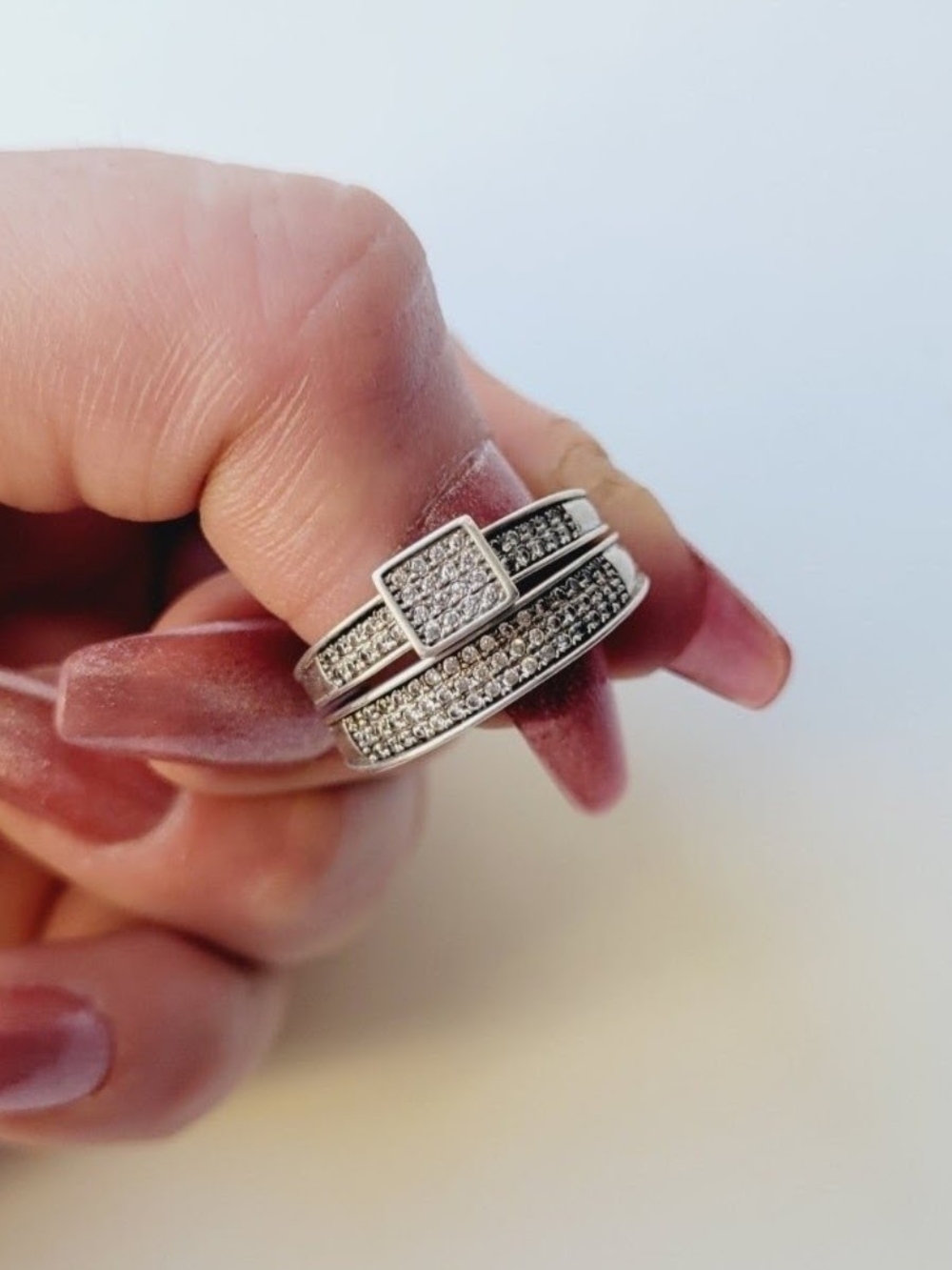 ZALES NATURAL DIAMOND COMPOSITE ENGAGEMENT BRIDAL RING SET